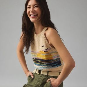 Pilcro Anyhropologie Sunset Graphic Knit Tank Sz M or Sm